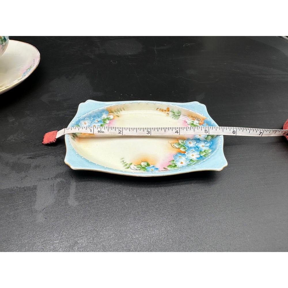 Antique Hand Painted Limoges Porcelain Dresser Set Forget-Me-Not Floral Gold - Picture 5 of 15